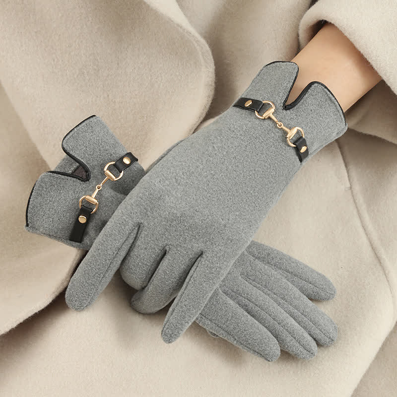 Guantes gruesos de terciopelo y felpa con cadena para mujer