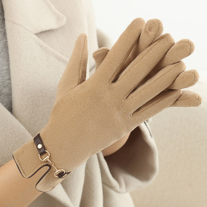 Guantes gruesos de terciopelo y felpa con cadena para mujer