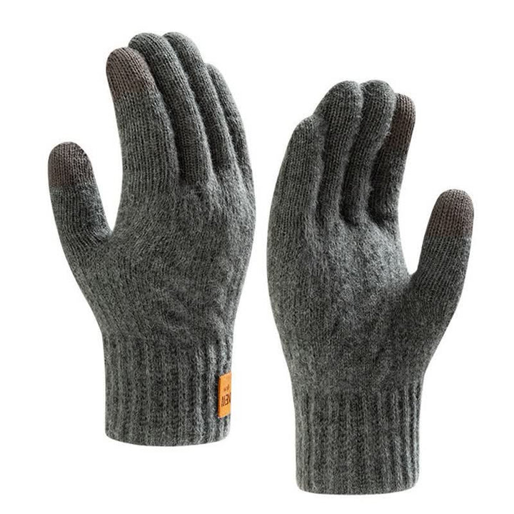Guantes de punto de piel de alpaca suaves y cálidos de color sólido