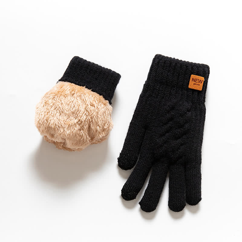 Guantes de punto de piel de alpaca suaves y cálidos de color sólido