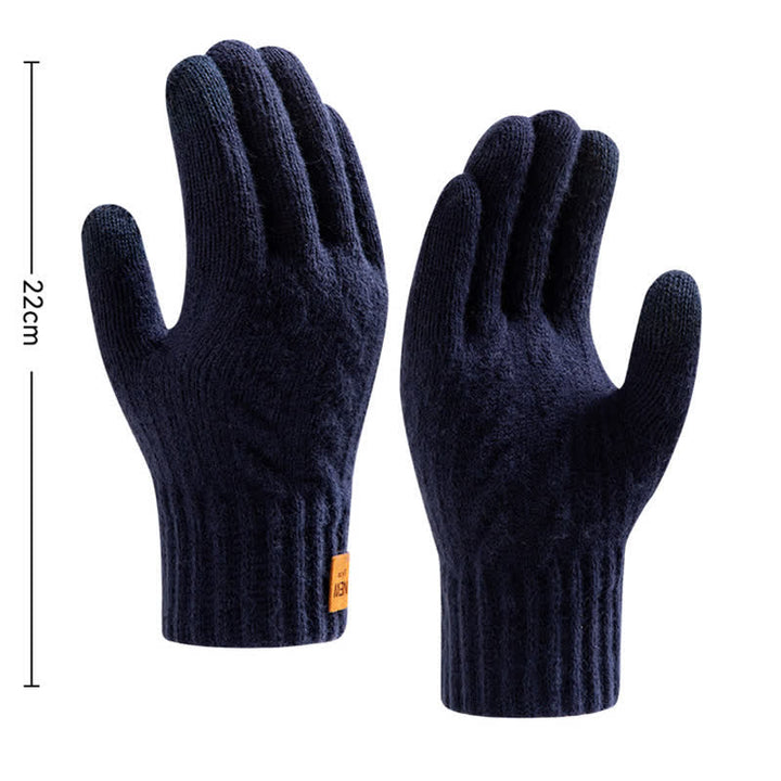 Guantes de punto de piel de alpaca suaves y cálidos de color sólido