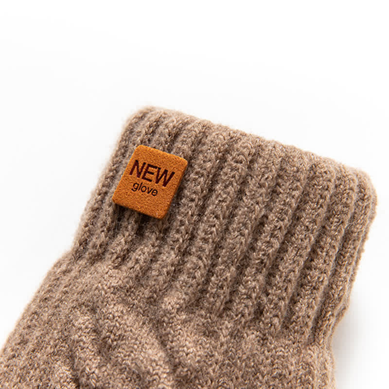 Guantes de punto de piel de alpaca suaves y cálidos de color sólido