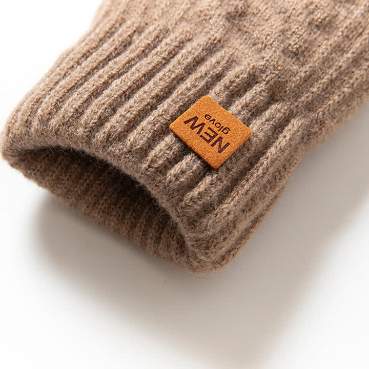 Guantes de punto de piel de alpaca suaves y cálidos de color sólido