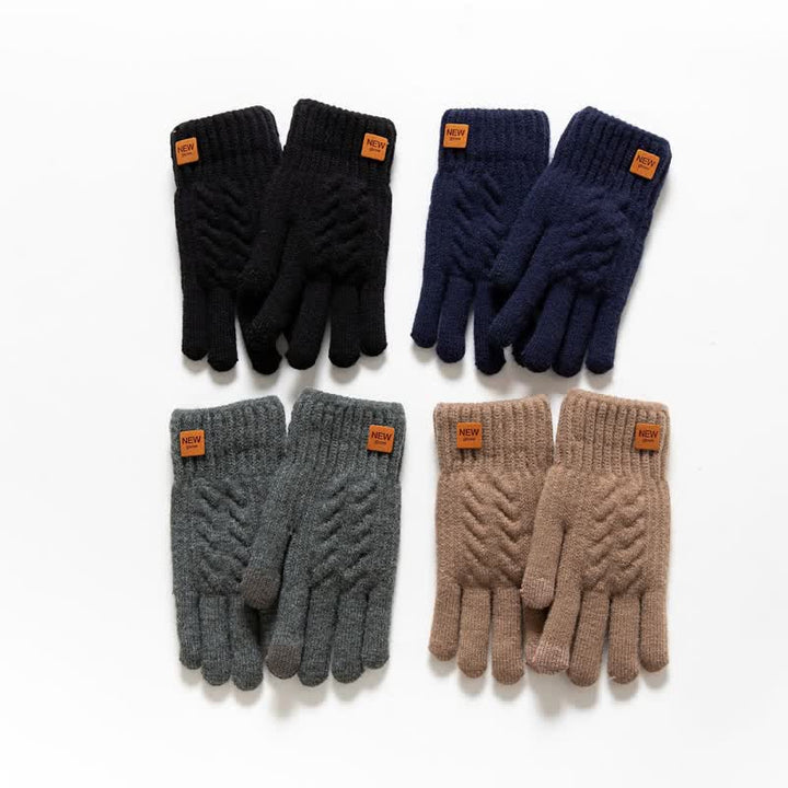 Guantes de punto de piel de alpaca suaves y cálidos de color sólido