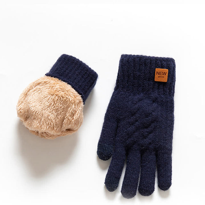Guantes de punto de piel de alpaca suaves y cálidos de color sólido