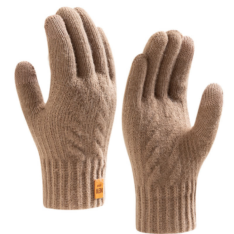 Guantes de punto de piel de alpaca suaves y cálidos de color sólido