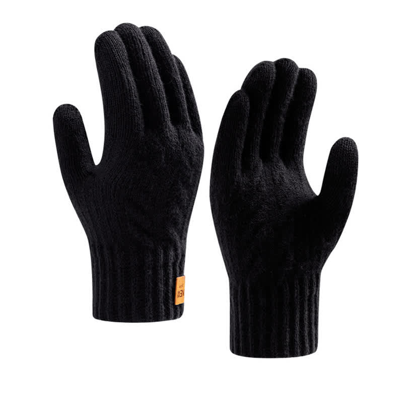 Guantes de punto de piel de alpaca suaves y cálidos de color sólido
