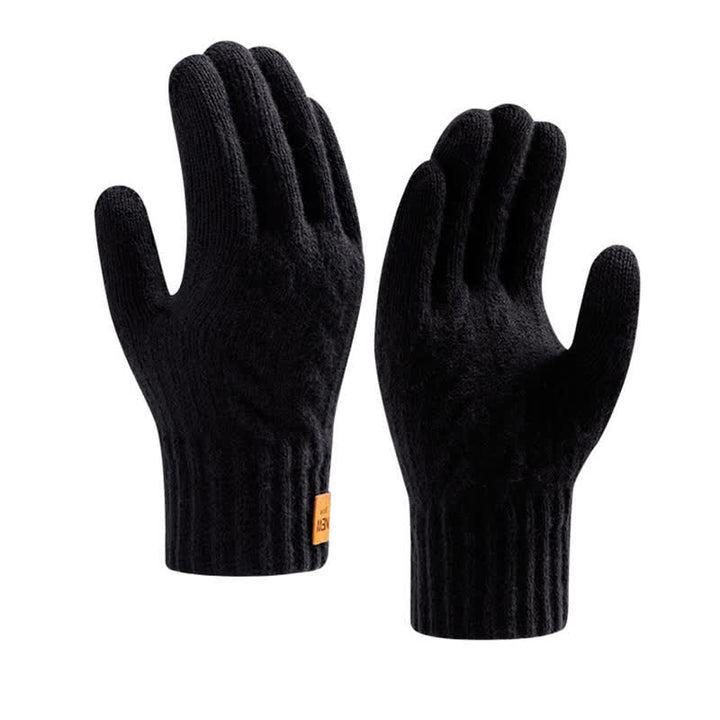 Guantes de punto de piel de alpaca suaves y cálidos de color sólido