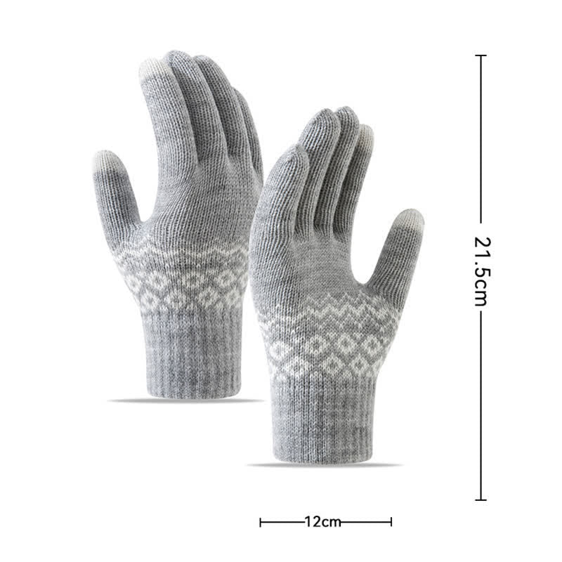 Guantes de punto de terciopelo cálidos con pantalla táctil y estampado de ondas