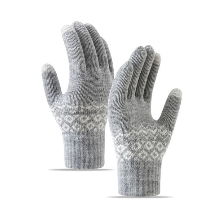 Guantes de punto de terciopelo cálidos con pantalla táctil y estampado de ondas