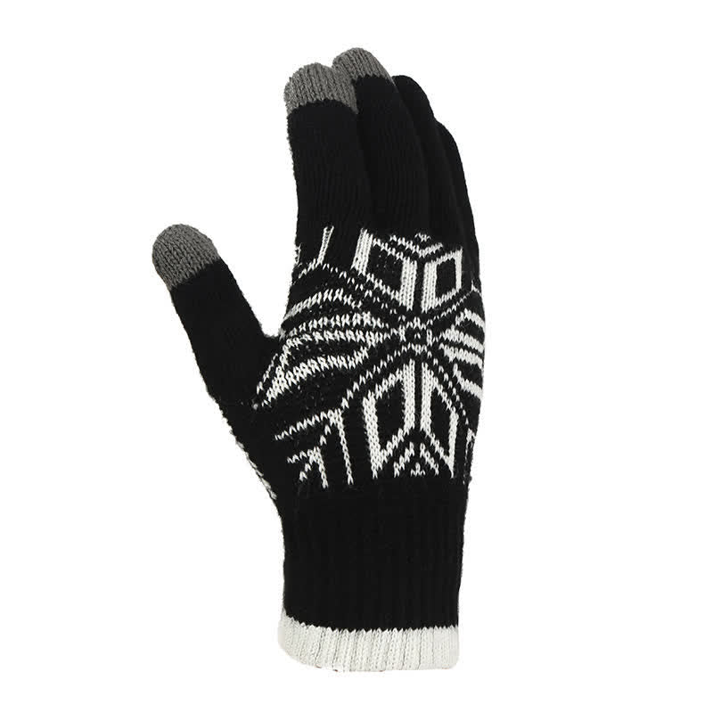 Guantes de punto gruesos de invierno con estampado de copos de nieve