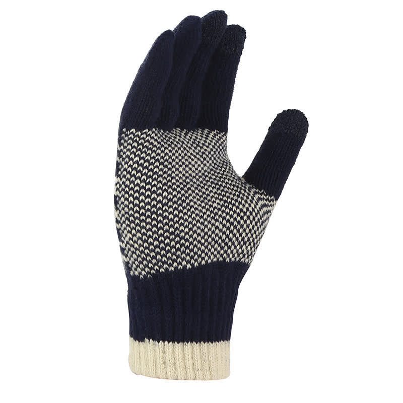 Guantes de punto gruesos de invierno con estampado de copos de nieve