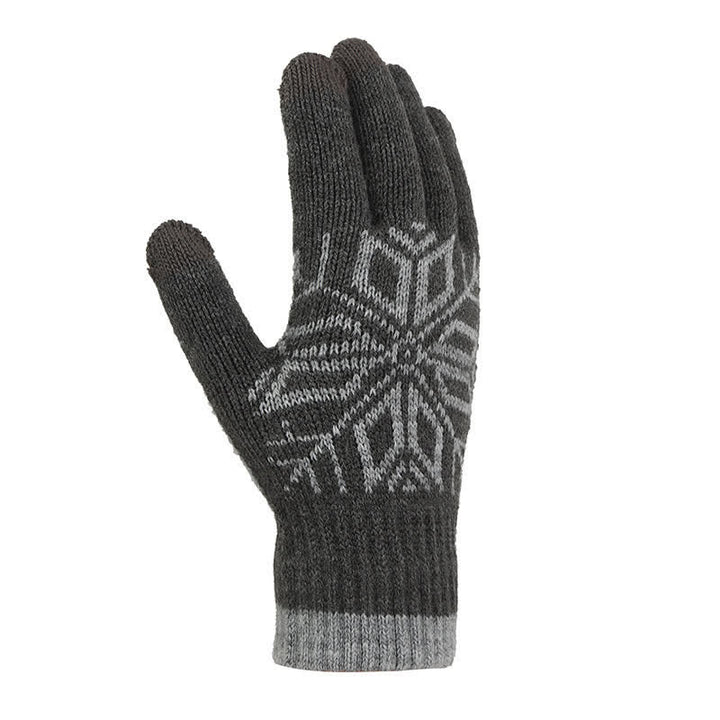 Guantes de punto gruesos de invierno con estampado de copos de nieve