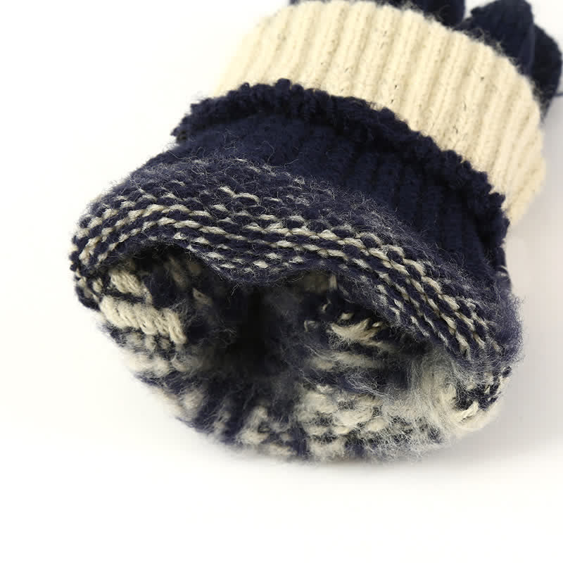 Guantes de punto gruesos de invierno con estampado de copos de nieve