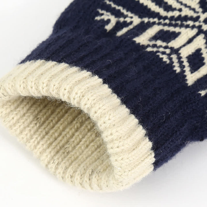 Guantes de punto gruesos de invierno con estampado de copos de nieve