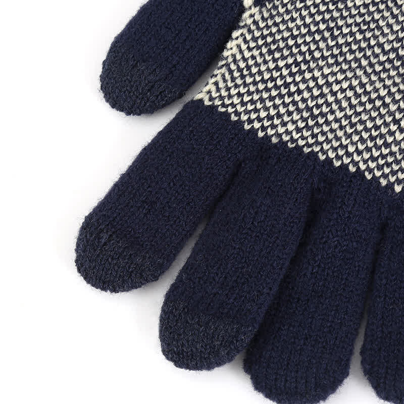 Guantes de punto gruesos de invierno con estampado de copos de nieve