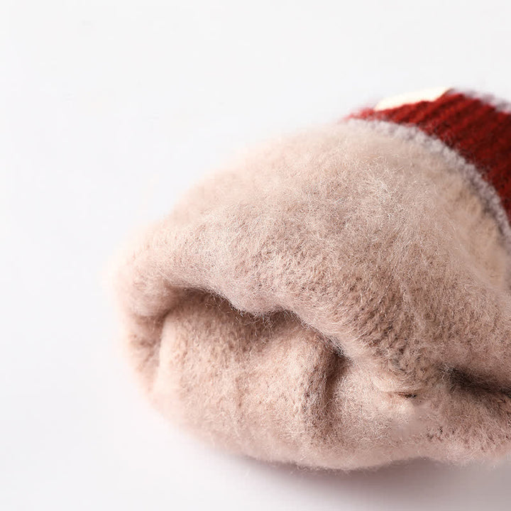 Guantes de punto cálidos con puños elásticos y diseño de copos de nieve en jacquard