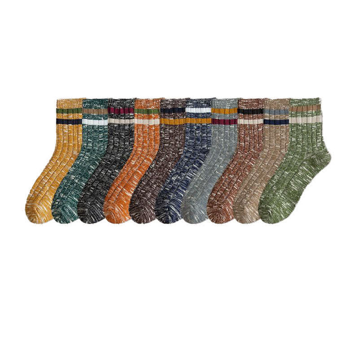 10 pares de calcetines de rayas con estampado de copos de nieve
