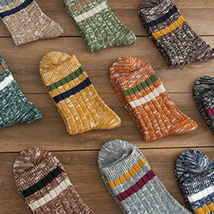 10 pares de calcetines de rayas con estampado de copos de nieve