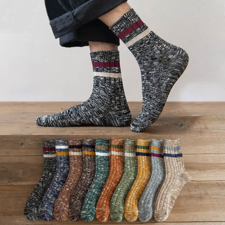 10 pares de calcetines de rayas con estampado de copos de nieve