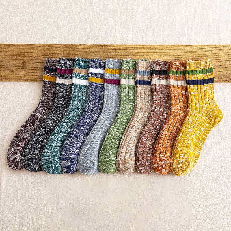 10 pares de calcetines de rayas con estampado de copos de nieve