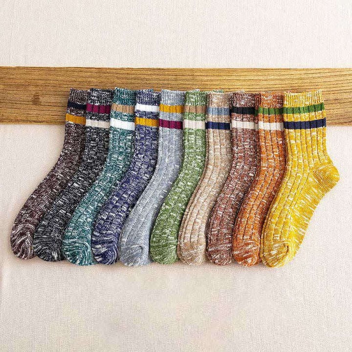 10 pares de calcetines de rayas con estampado de copos de nieve