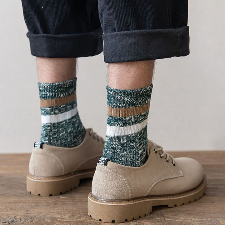 10 pares de calcetines de rayas con estampado de copos de nieve