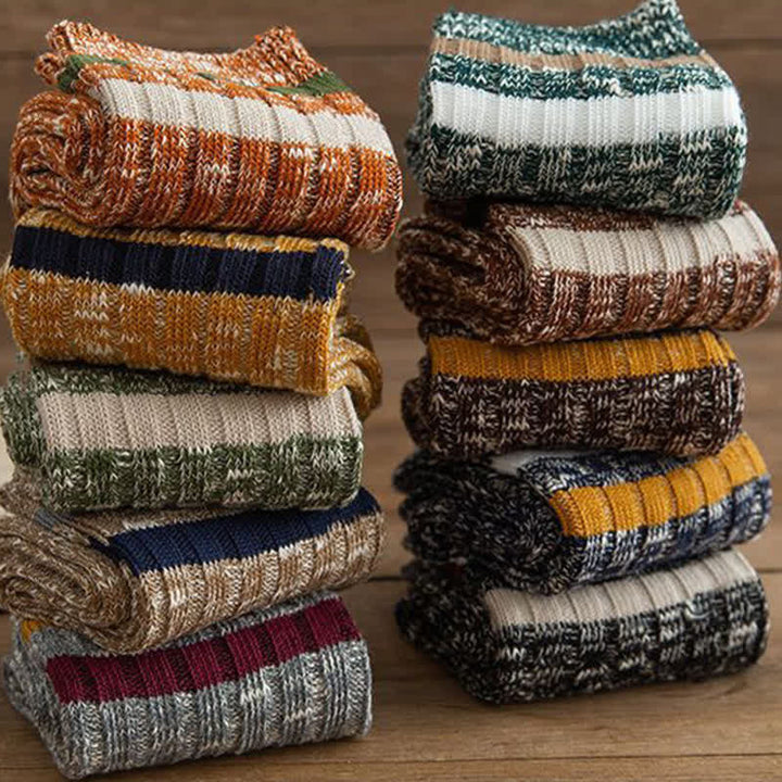 10 pares de calcetines de rayas con estampado de copos de nieve