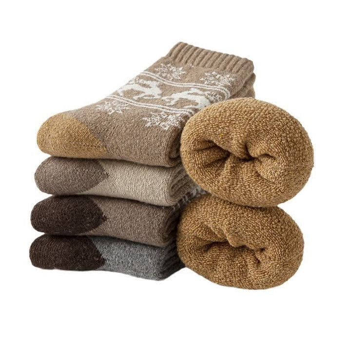 5 pares de calcetines de algodón con estampado de alce y copos de nieve
