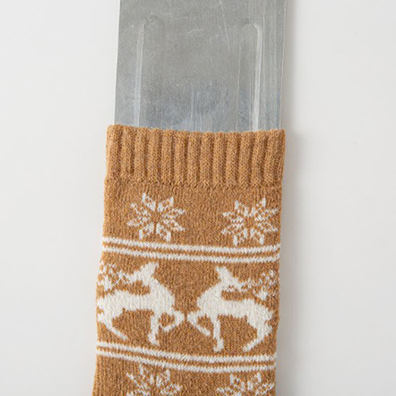 5 pares de calcetines de algodón con estampado de alce y copos de nieve