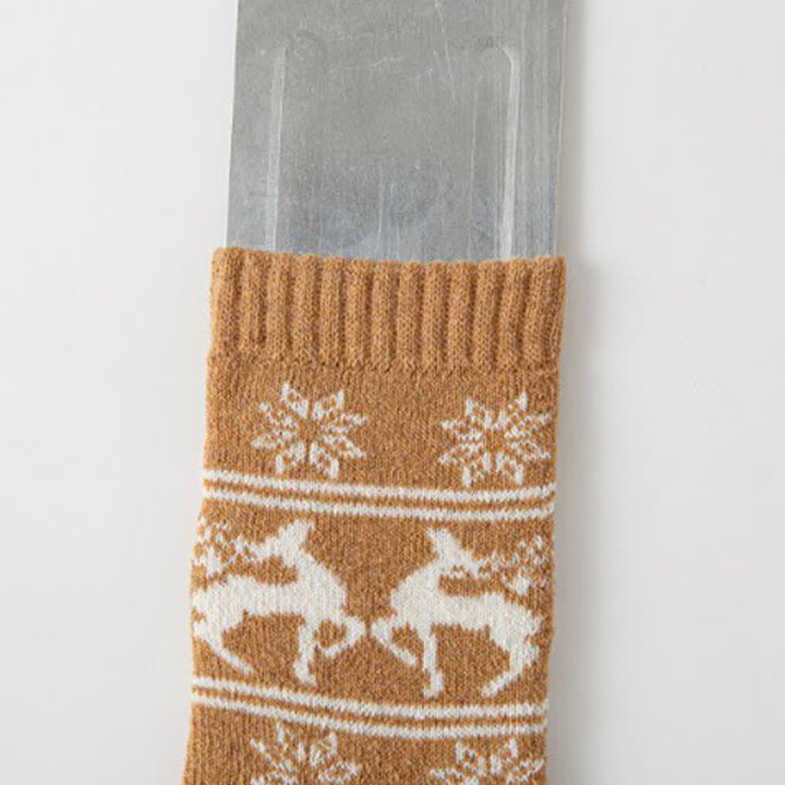 5 pares de calcetines de algodón con estampado de alce y copos de nieve