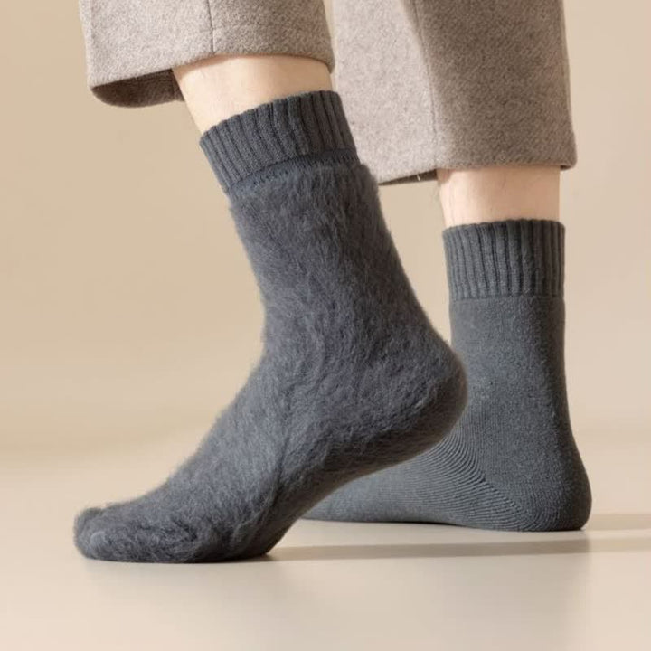Calcetines de cachemira de color liso y cálidos para hombre en invierno
