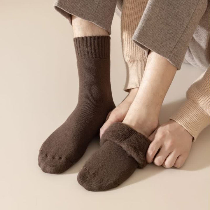 Calcetines de cachemira de color liso y cálidos para hombre en invierno