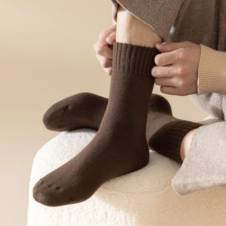 Calcetines de cachemira de color liso y cálidos para hombre en invierno