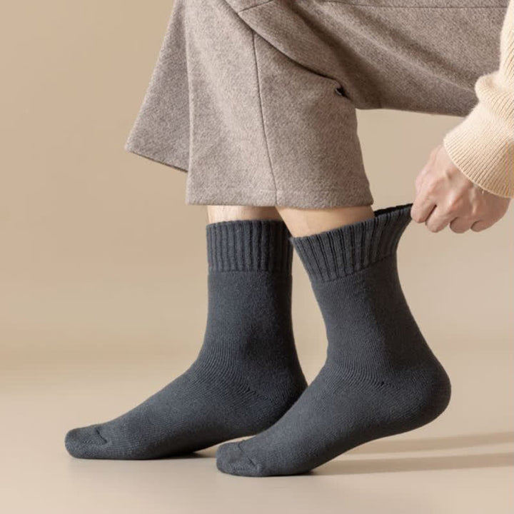Calcetines de cachemira de color liso y cálidos para hombre en invierno