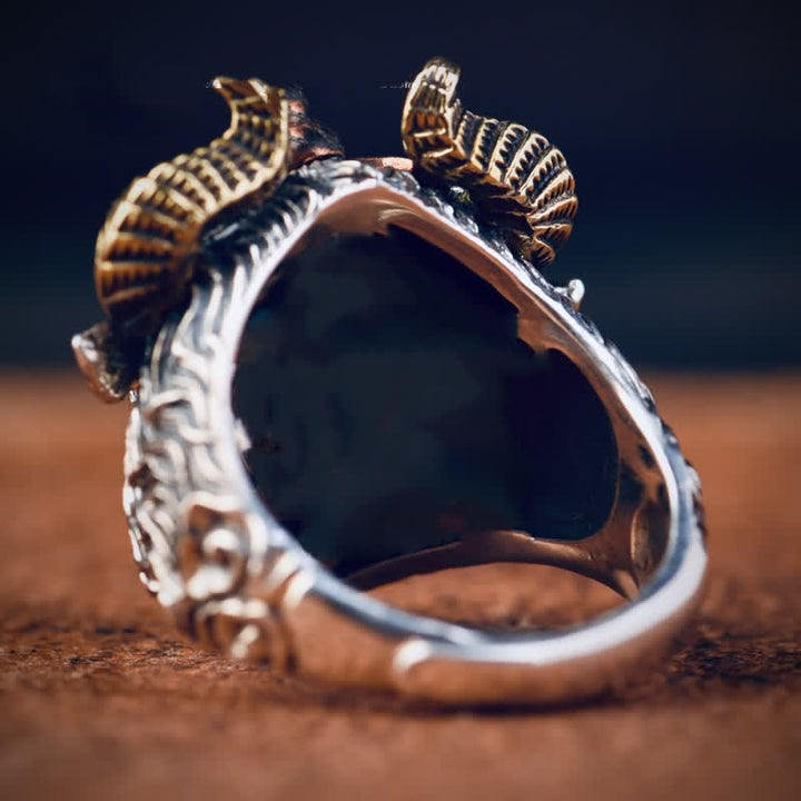 Anillo ajustable con apertura de diablo, fantasma, cabra y infierno para hombre