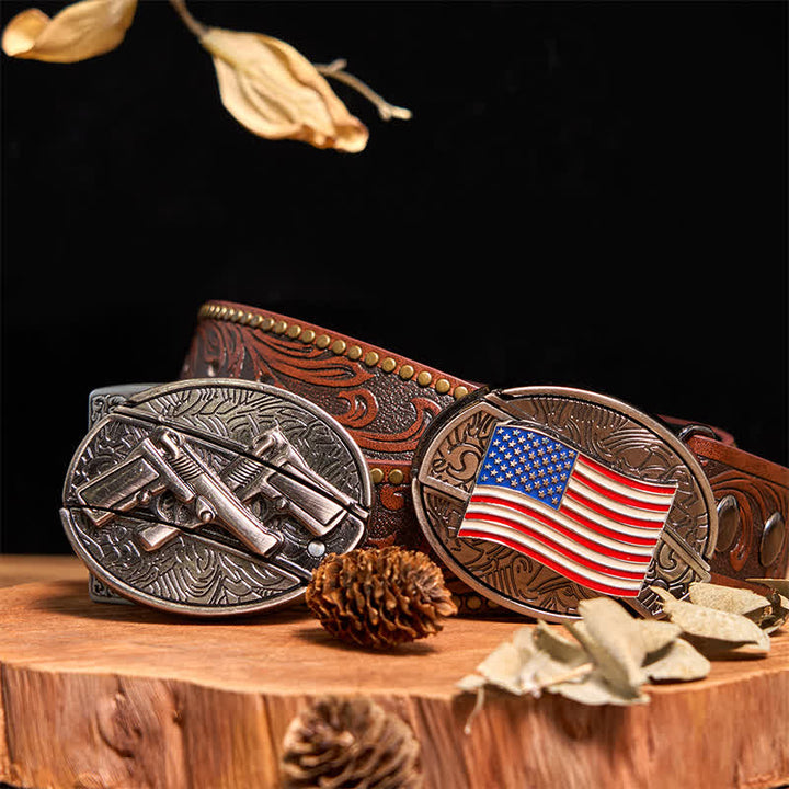 Conjunto de hebillas para cuchillos ocultos con dos pistolas y bandera de EE. UU.