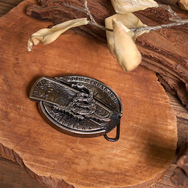 Conjunto de collar con colgante de aguja de toro de cuernos largos con hebilla de serpiente y cuchillo oculto DIY