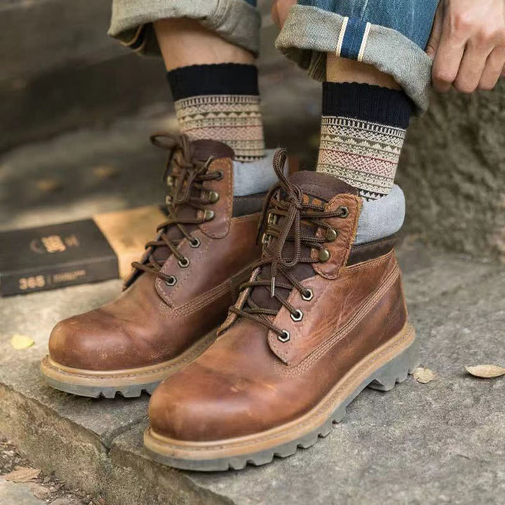 Calcetines de hombre con estampado de rombos pequeños de estilo étnico