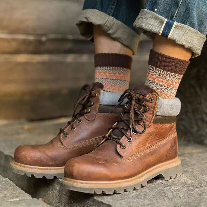 Calcetines de hombre con estampado de rombos pequeños de estilo étnico