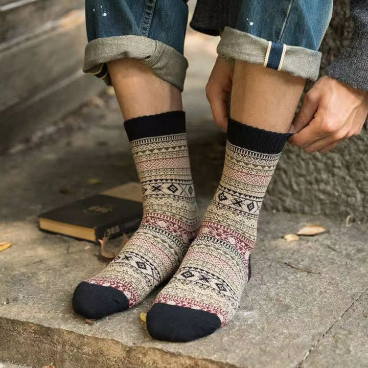 Calcetines de hombre con estampado de rombos pequeños de estilo étnico
