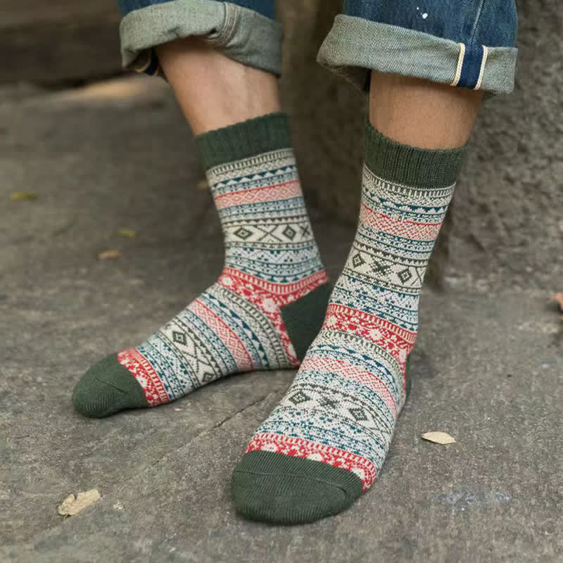 Calcetines de hombre con estampado de rombos pequeños de estilo étnico