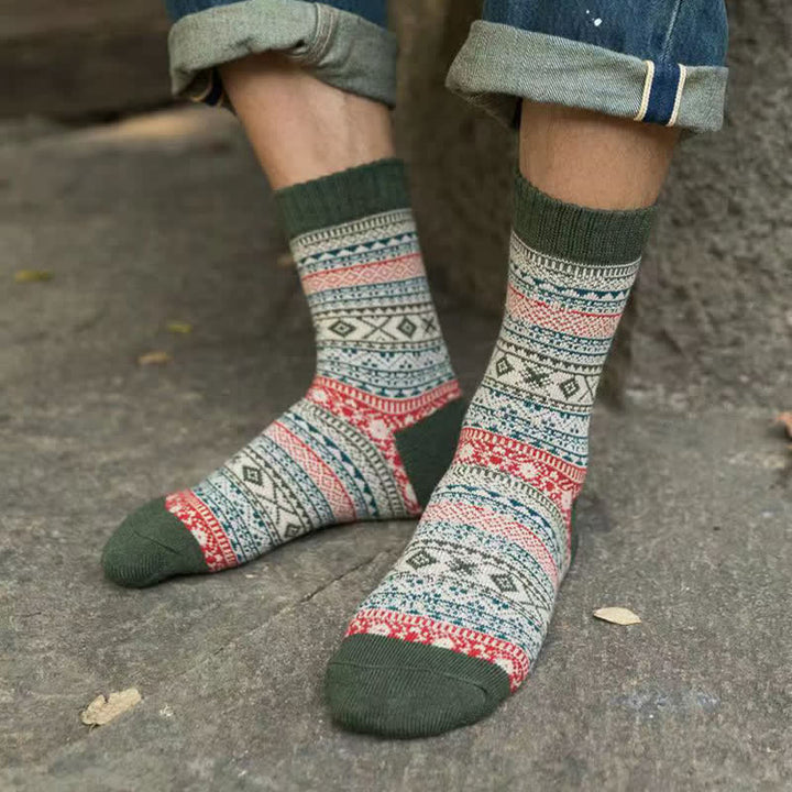 Calcetines de hombre con estampado de rombos pequeños de estilo étnico