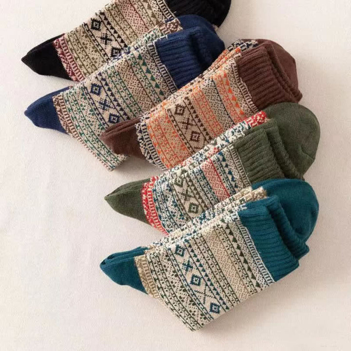 Calcetines de hombre con estampado de rombos pequeños de estilo étnico