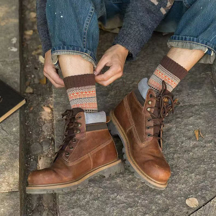 Calcetines de hombre con estampado de rombos pequeños de estilo étnico