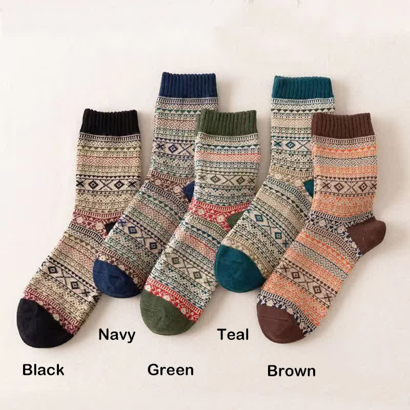 Calcetines de hombre con estampado de rombos pequeños de estilo étnico