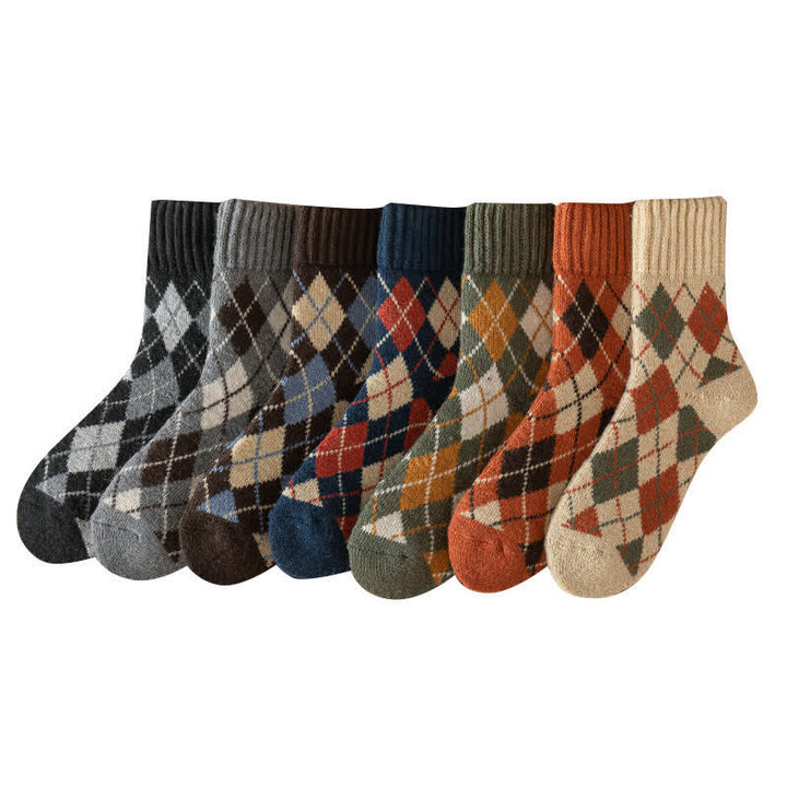 Calcetines de hombre estilo británico con rombos y rombos