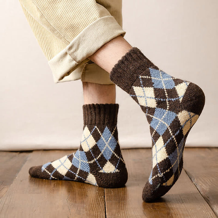 Calcetines de hombre estilo británico con rombos y rombos