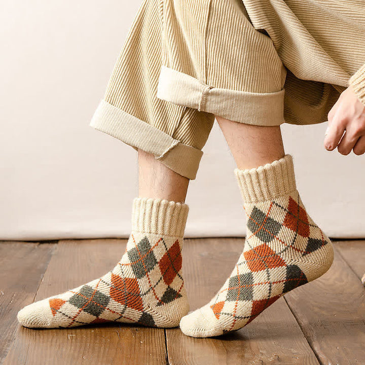 Calcetines de hombre estilo británico con rombos y rombos