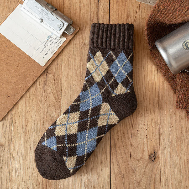 Calcetines de hombre estilo británico con rombos y rombos